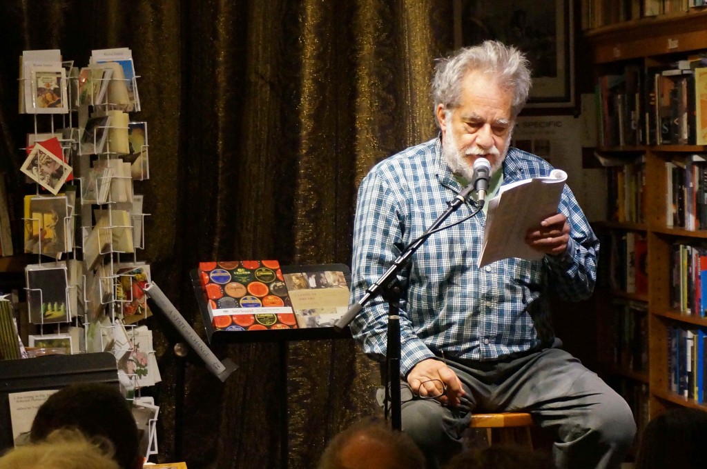 Neeli Cherkovski reads from the work of his friend and fellow poet Hal Norse at Bird & Beckett Books 12/3/14. Photo by Tate Swindell.